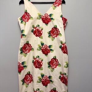 TOMMY HILFIGER WOMEN'S RED & WHITE COTTON FLORAL SUN DRESS SIZE 12